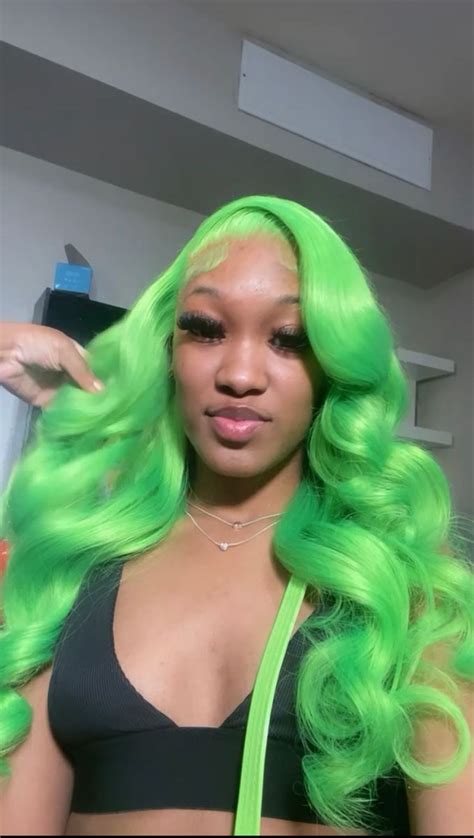 Girlitzniaa Lime Green Wig 💚 In 2023 Colored Weave Hairstyles Green