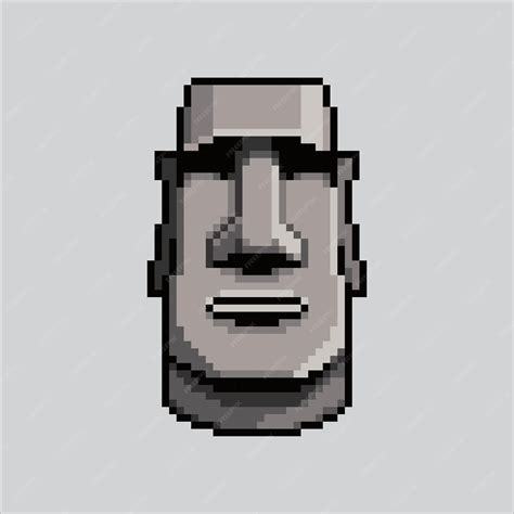 Premium Vector Pixel Art Illustration Moai Stone Pixelated Stone Head