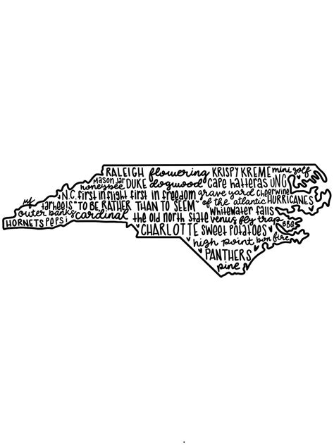 North Carolina State Outline Word Art Digital Download Etsy