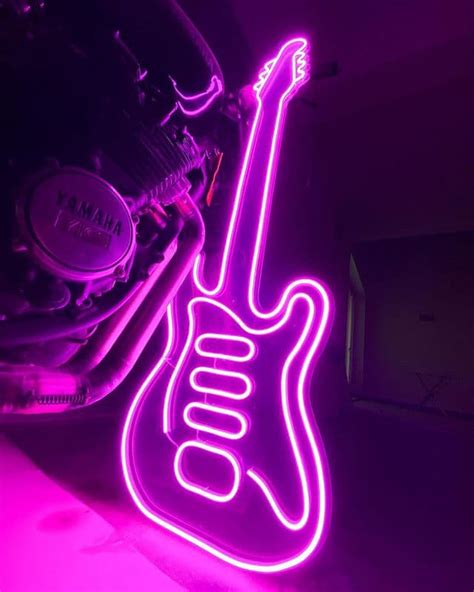 Guitar Neon Sign Electric Guitar Decor Music Neon Neon Etsy