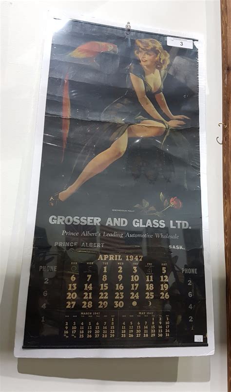 Vintage 1947 Pin Up Girl Calendar