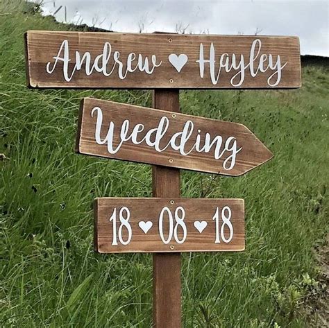 Wedding Signpost Personalised Large Rustic Wooden Wedding This Way