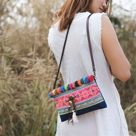 fair-trade-crossbody-bag-for-women-hmong-purse-with-pom-pom-etsy