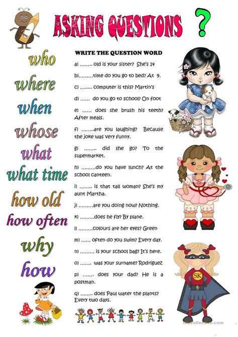 Most of all, ask questions as you would like to be asked them. ASKING QUESTIONS worksheet - Free ESL printable worksheets ...