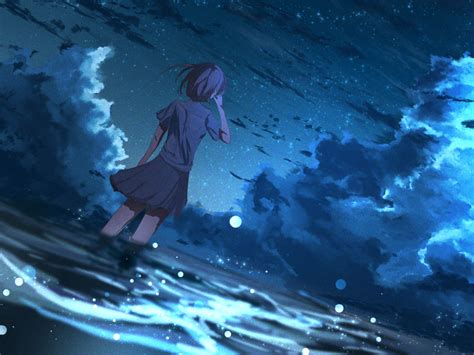 1001x751 Anime Girl In Half Moon Night 4k 1001x751 Resolution Wallpaper
