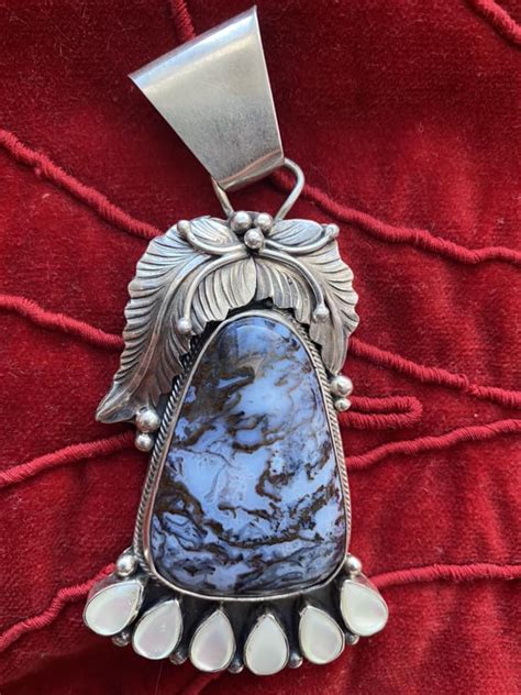Navajo Lydia Begay Signed Sterling Silver Mother Of Pearl And Wild