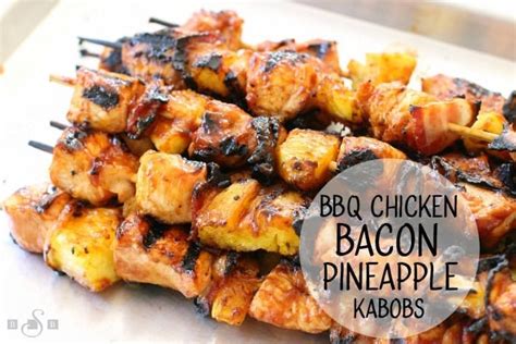 Looking for a moist chicken recipe that is healthy and perfect for your summer grilling? BBQ CHICKEN KABOBS with BACON and PINEAPPLE - Butter with ...