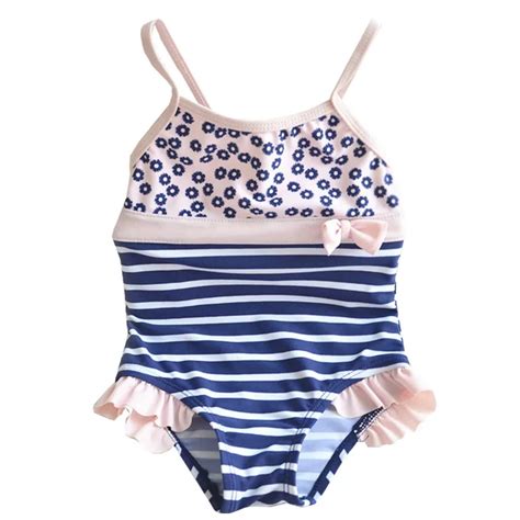 1 8y Little Girls One Piece Striped Swimsuit Baby Girl Swimwear Toddler