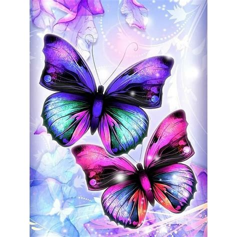 Goory Purple Butterfly Diy 5d Diamond Paintingfull Drill Diamond