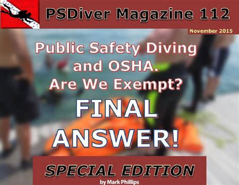 Public Safety Diving And Osha Are We Exempt Final Answer Public