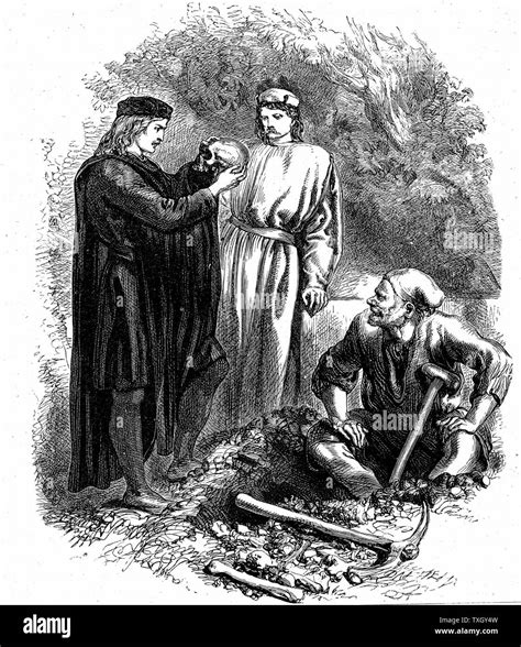 Hamlet In The Graveyard With Horatio And The Clown Examines Yorick S Skull Alas Poor Yorick