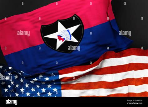 Flag Of The United States Army 2nd Infantry Division Along With A Flag