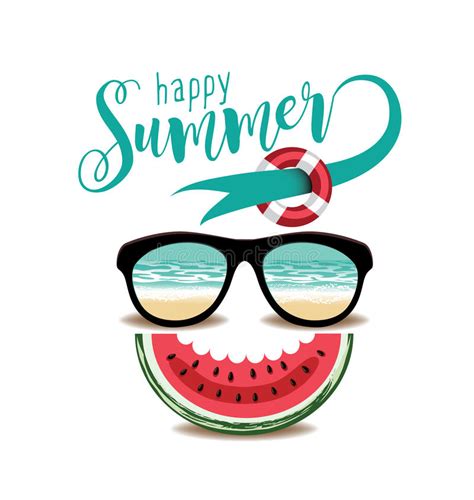 Happy Summer Sunglasses And Watermelon Design Stock Vector
