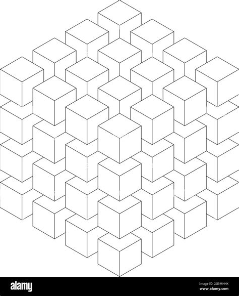 Geometric Cube Of Smaller Isometric Cubes Abstract Design Element