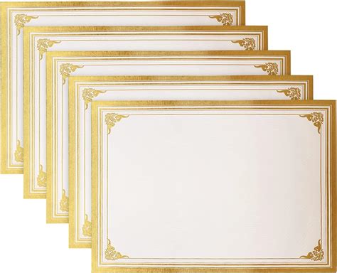 Sunee 50 Sheets Certificate Papers Blank Gold Foil Border Letter