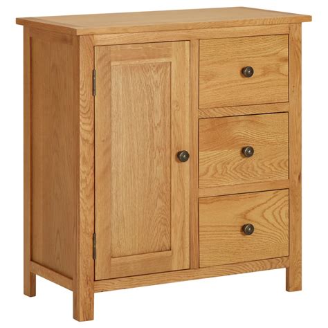 Vidaxl Solid Oak Wood Cupboard Wooden Sideboard Side Drawer Storage