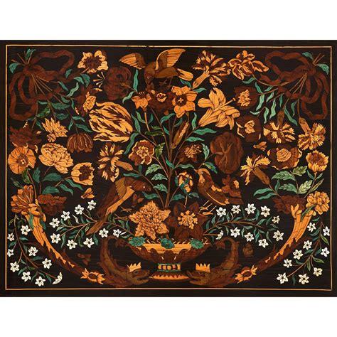 Antique French Exotic Wood Floral Marquetry Panel Mayfair Gallery