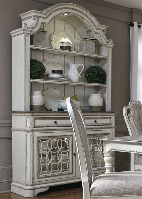 Magnolia Manor Antique White Buffet With Hutch 244 Dr Hb Liberty
