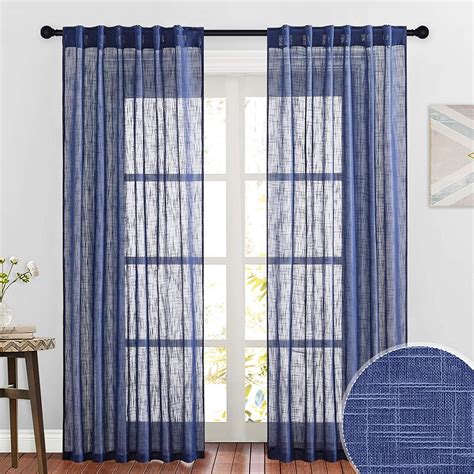 Ryb Home Linen Sheer Curtains For Bedroom Privacy Textured