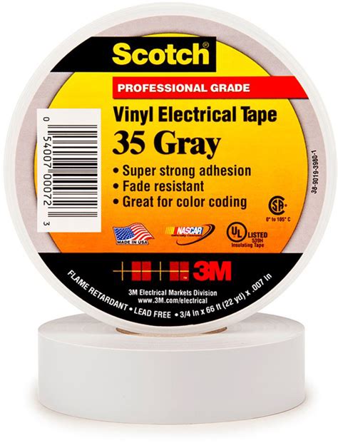 3m Scotch 35 Color Coding Electrical Tape 12 Inch X 20 Feet Gray