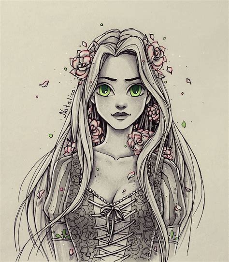 Roses In The Hair Disney Art Disney Art Drawings Disney Princess Drawings