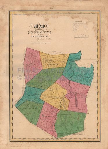 Schoharie County New York Antique Map Burr 1829 Schoharie County