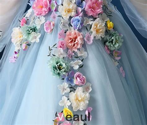 Flower Fairy Dress 2016 Long Sleeves Backless Handmade Colorful Flowers