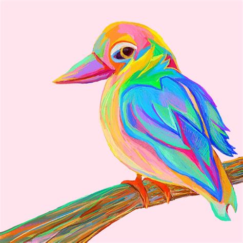 Rainbow Bird Art Descarga Digital Etsy