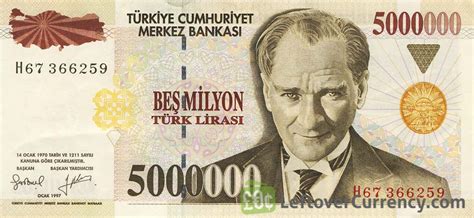 5000000 Turkish Old Lira 7th Emission 1970 Exchange Yours