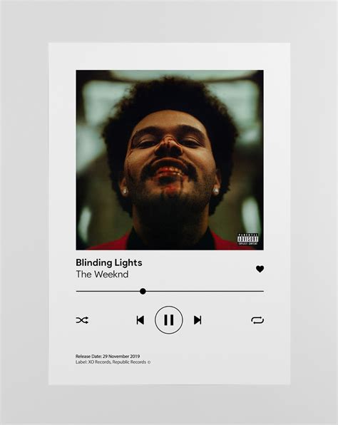 Blinding Lights The Weeknd Spotify Poster Print Music Poster Etsy