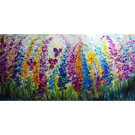 Lupine Meadow Wild Flowers Original Handmade Oil Painting On Etsy