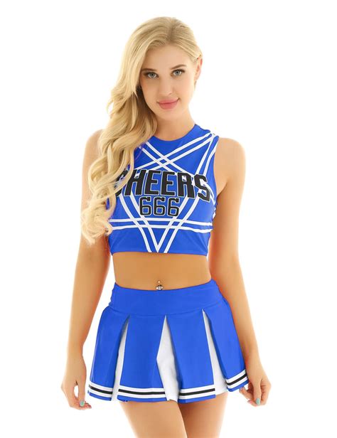 Freebily Cheer Leader Costume School Girl Sexy Uniform Fancy Dress For
