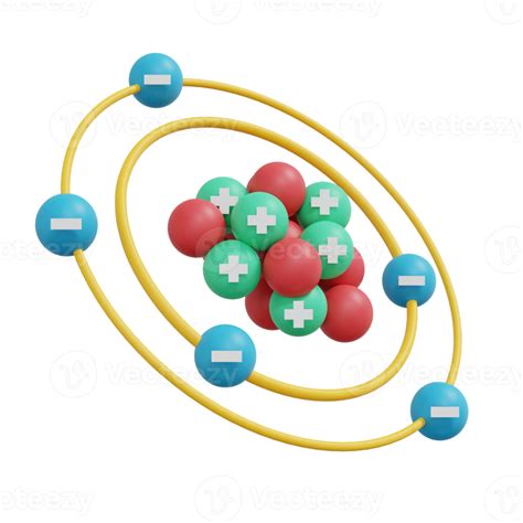 Representación 3d Del átomo De Protones De Electrones Aislado En El