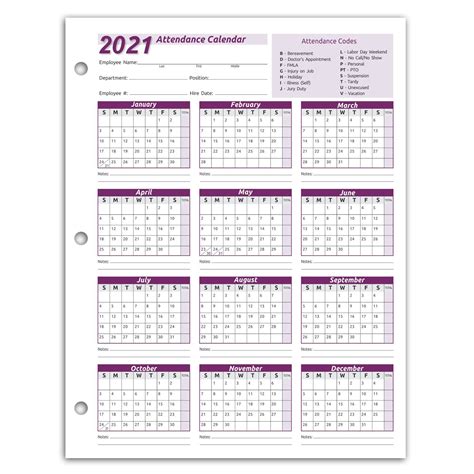 Attendance Calendar 2021 Free Printable Calendar Printables Free Blank