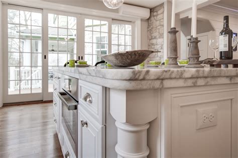 Mont Blanc Honed Quartzite Countertop With White Cabinets The Island