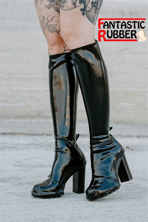 Latex Boots With Block Heel Model 700 Fantastic Rubber