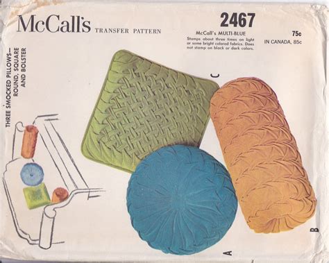 Sewing Pattern For Making Retro Style Smock Pillows Round Etsy Mccalls Patterns Sewing