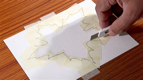 Maple Leaf Double Exposure Drawing Masking Tape Trick Drawing With