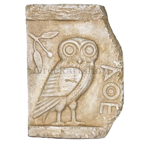 Owl Of Athena Minerva Relief Cast Stone Decor Sculpture Symbol Of