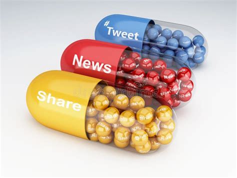 3d Pills With Social Media Stock Illustration Illustration Of Hand