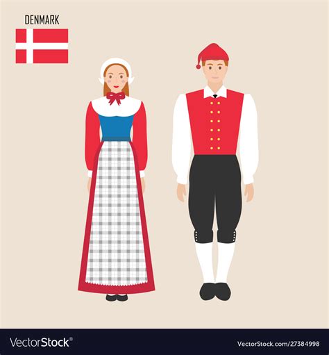Danish Man And Woman In Traditional Costumes Vector Image