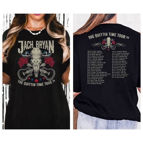 Zach Bryan T Shirt The Quittin Time Tour 2024 Shirt Black Cotton All