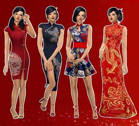Mmcc And Lookbooks Cultural Lookbook Chinese Sims 4 Dresses Sims