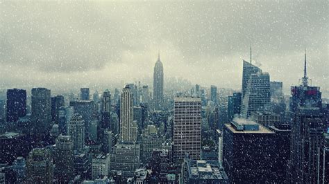 1536x864 Resolution Aerial View Of New York City While Raining Hd