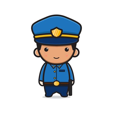 Cute Police Cartoon Icon Vector Illustration 3009852 Vector Art At Vecteezy