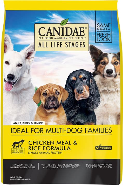 A small amount of food goes a long way since all formulas are rich in protein. CANIDAE All Life Stages Chicken Meal & Rice Formula Dry ...