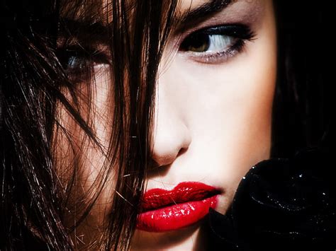 Full Of Red Brunette Pretty Graphy Model Closeup Face Lips HD Wallpaper Peakpx