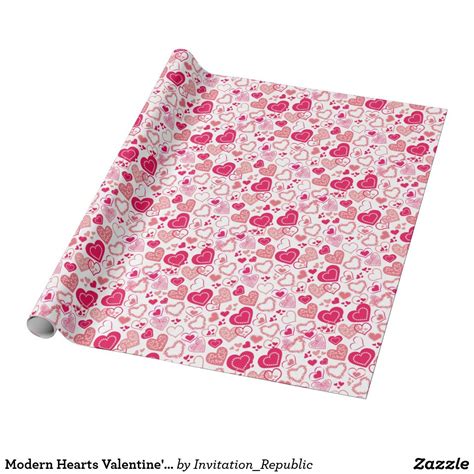 Modern Patterned Love Hearts Valentines Day Wrapping Paper Zazzle
