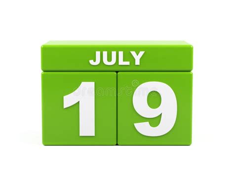 July 19th Image Of July 19 Calendar On White Background 3d Stock