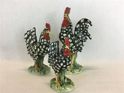 Napco Ceramic Rooster Set Vintage Ancona Roosters Farmhouse Etsy